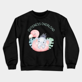 Cuteness overload cutest baby elephant and flamingo pink Crewneck Sweatshirt